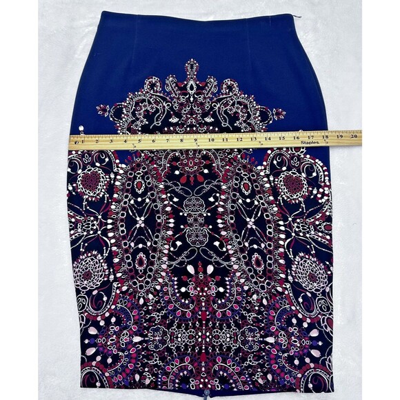 PINKO Women's Navy Blue w/Multicolor Paisley Print Midi Pencil Skirt Sz 8 Italy - Picture 14 of 16